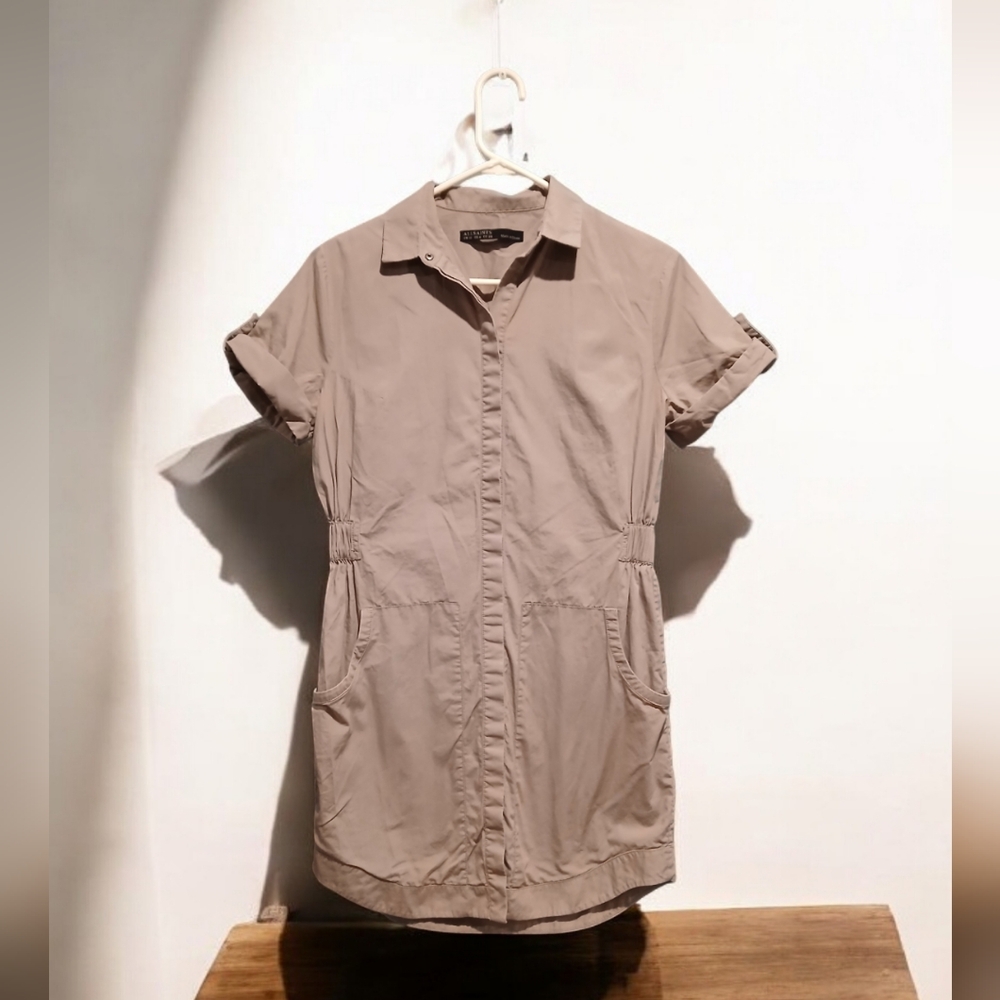 All Saints Grey Green Mini Shirt Dress size Womans 6